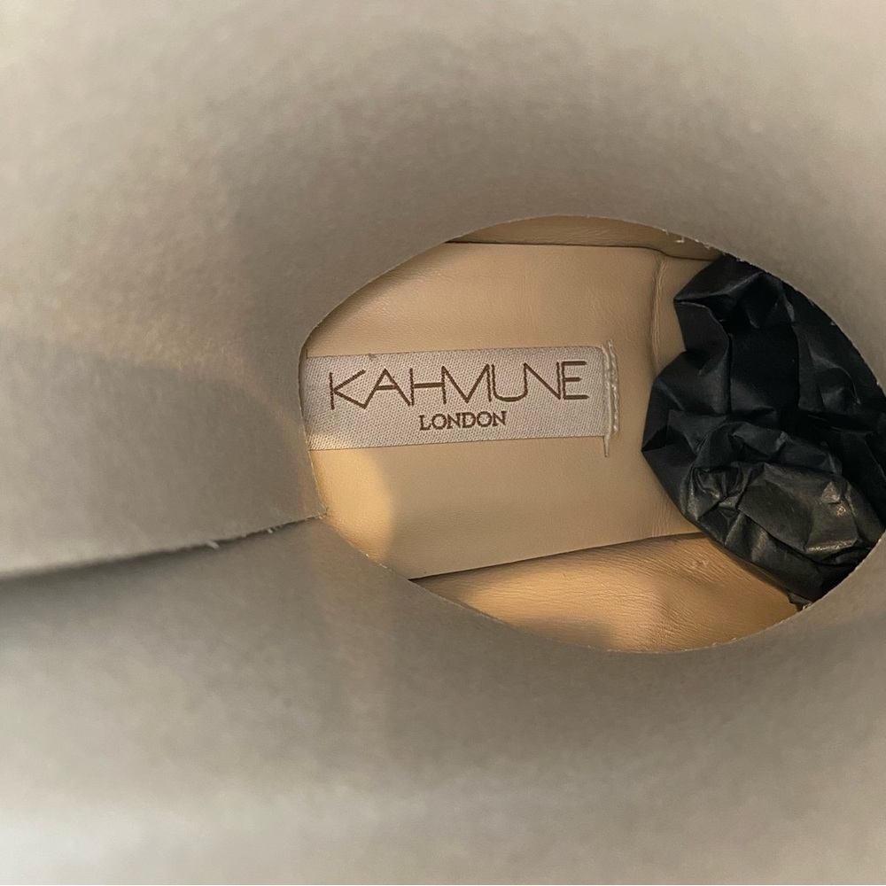 Kahmune Women's Boots Mila Nappa Leather Ankle Heeled Chelsea Neutral Winter NEW - Picture 6 of 11